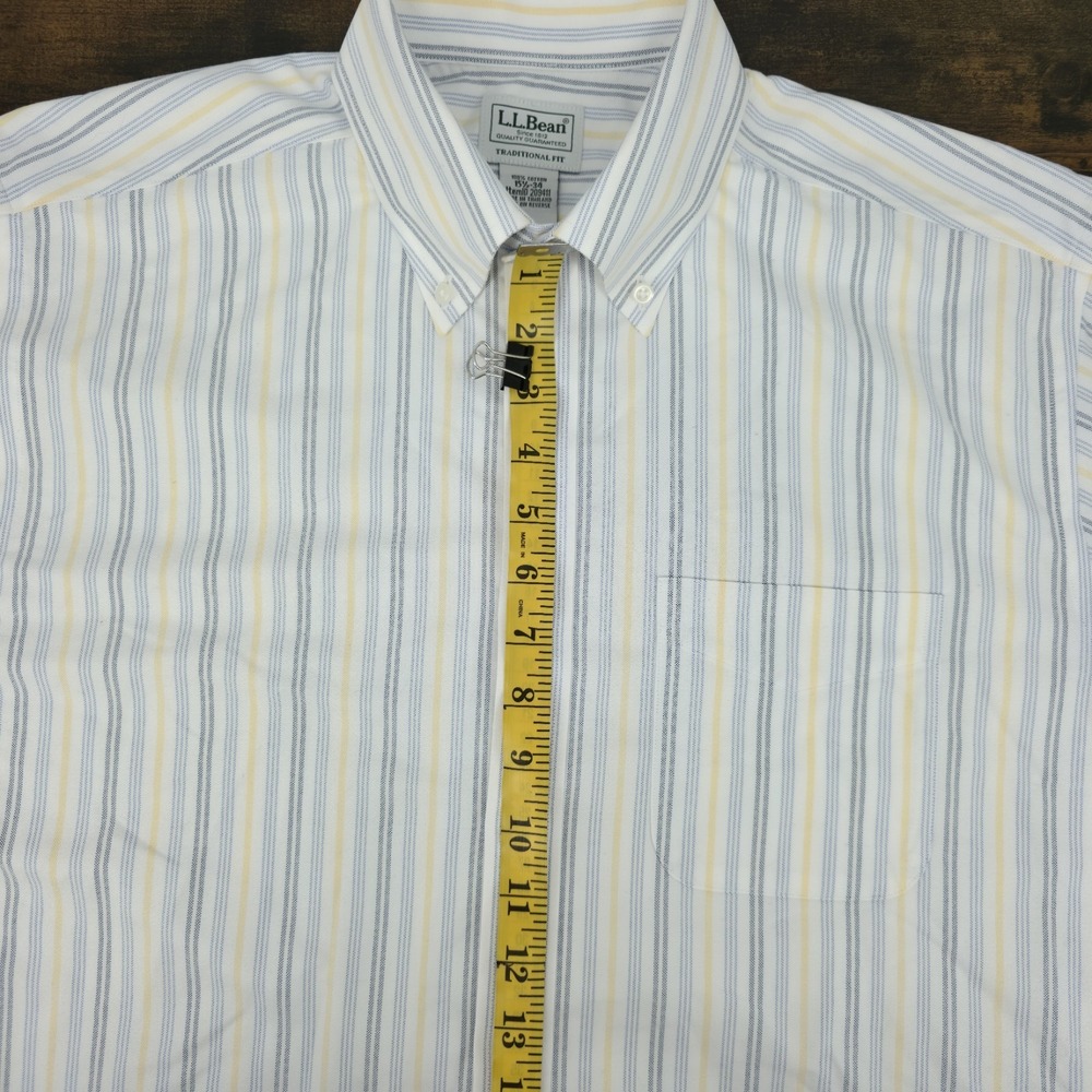 LL Bean Dress Shirt 15.5-34 Pinstripe Striped Button Down Wrinkle Resistant L/S - Picture 6 of 7